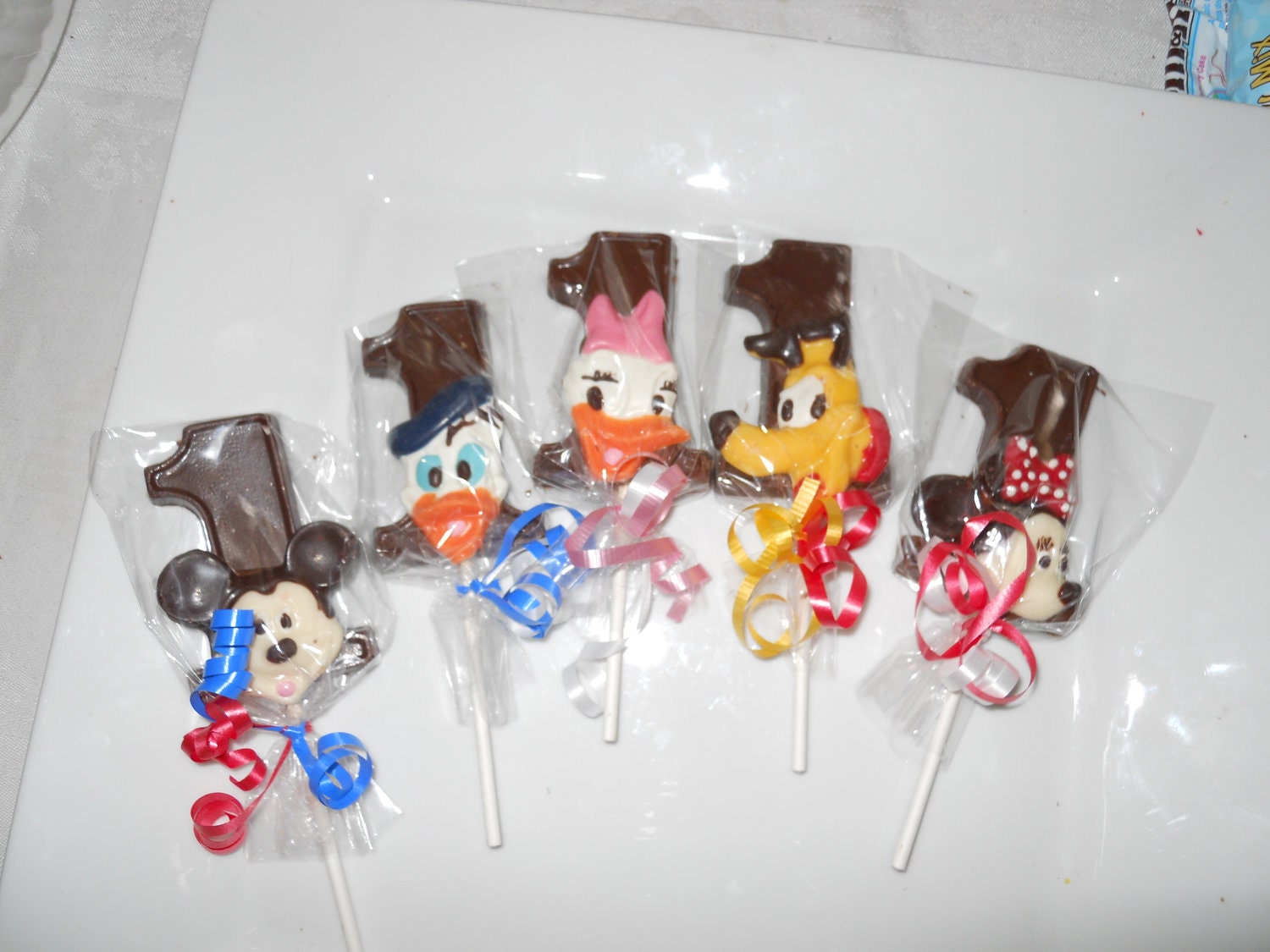 20 Disney Mickey Mouse Club House Mickey Minnie Pluto Donald Daisy Duck 4 each 1st First Birthday Chocolate Lollipops Gifts Party Favor