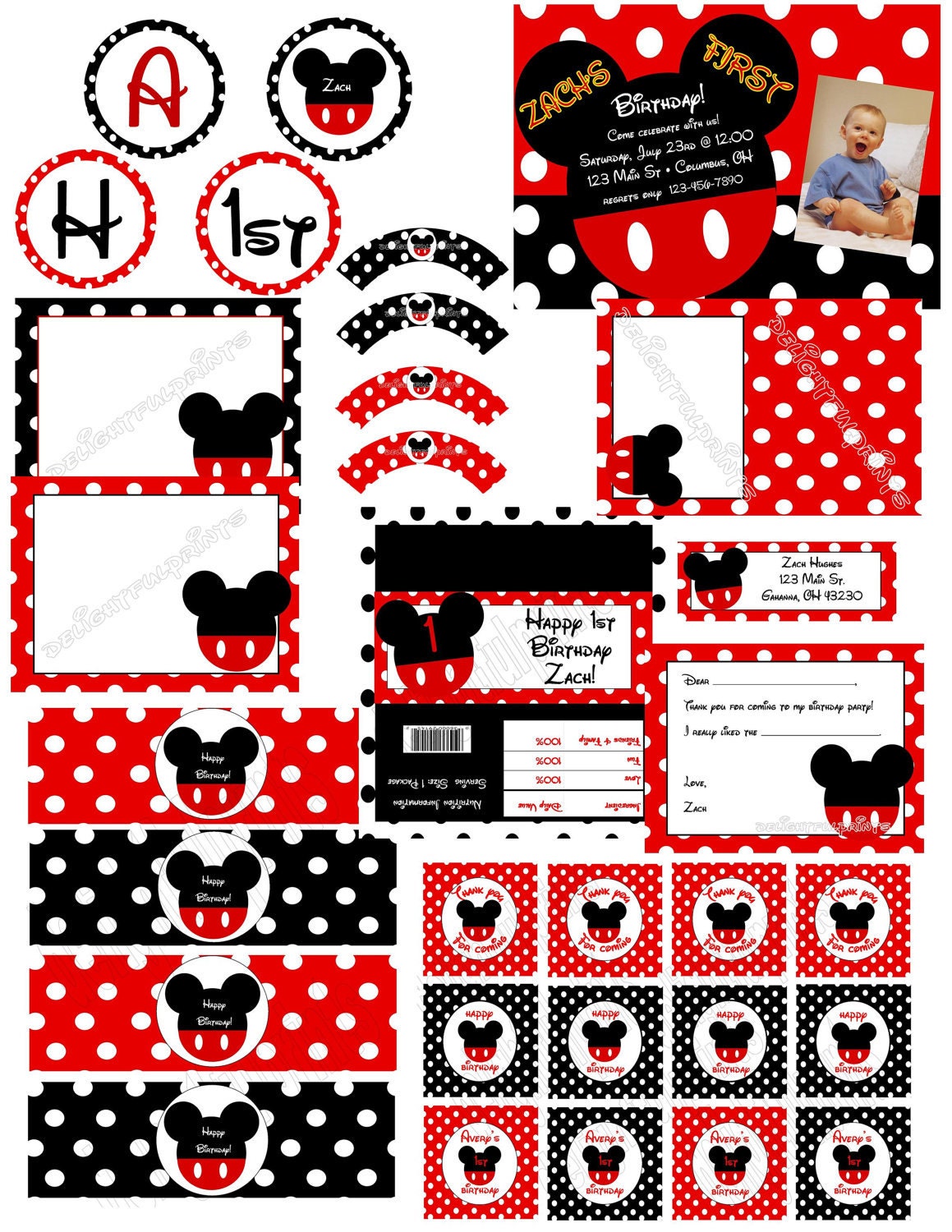 Mickey Mouse inspired party with customization .... printable party supplies no invite by 2fungraphics Il_170x135