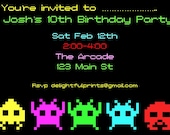 Space Invaders Atari invitation - DIY you print customized card by 2fungraphics