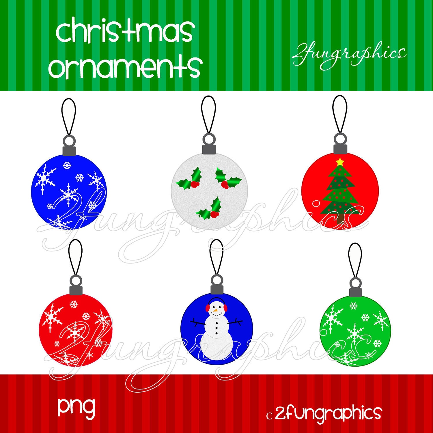 ChristmasTree ornaments png...digital clip art, personal or small commercial use Il_570xn
