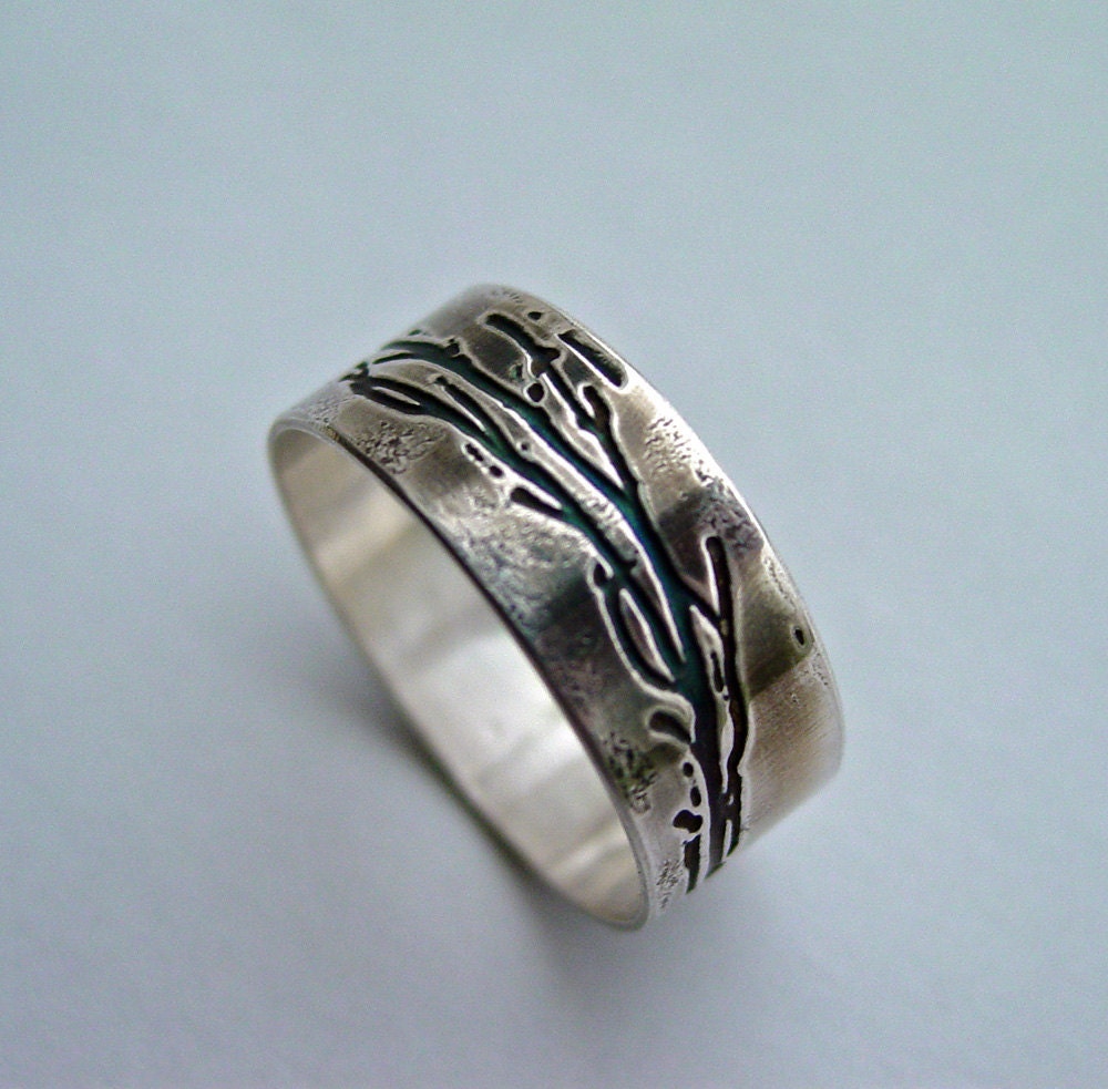 Custom personalized Tree Branch ring sterling silver etched