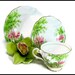 Art Deco Woodland Trio, Vintage Royal Standard English Bone China 'Spring's Gift' China Cup, Saucer, Teaplate Trio Set 1950s