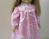 American Girl Doll Cute Pink And Purple Butterfly Nightgown Fashion Apparel that also fits other 18 inch Dolls