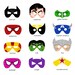 6 SUPERHERO MASKS printable .pdf files. Choose SIX mask designs. Craft Project.
