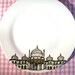 Illustrated Porcelain Plate, Brighton Pavilion Drawing, Black and White Decorative Plate