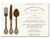 Vintage Inspired Silverware Rehearsal Dinner Invitation