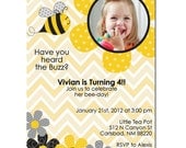 Bee Chevron Birthday Invitation