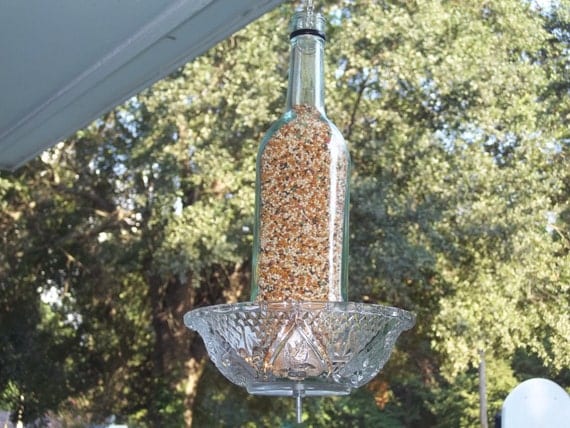 wine bottle bird feeder