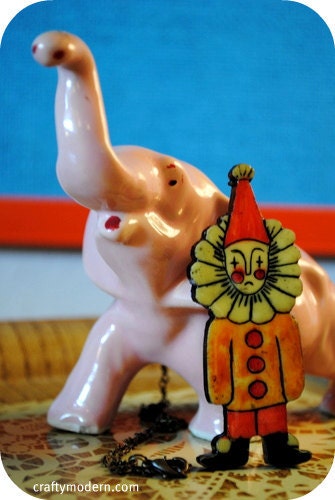 Vintage French Clown Pendant Jewelry Supplies