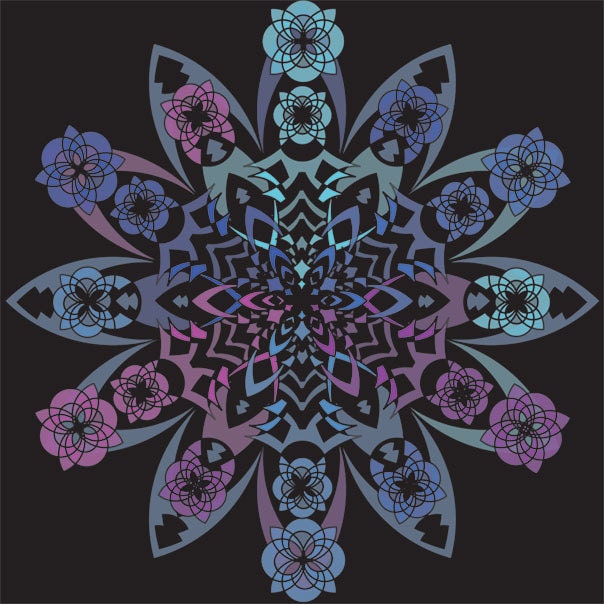 Something About Blue and Purple (8" x 8" square geometric print in blue purple and black)