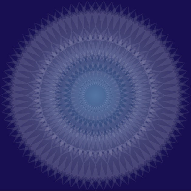 Sapphire Blossom (8" x 8" white kaleidoscope design on royal blue background)