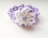 Hand Crocheted Flower Headband Lilac & White - a great PHOTO PROP Idea from Cwtch Bugs