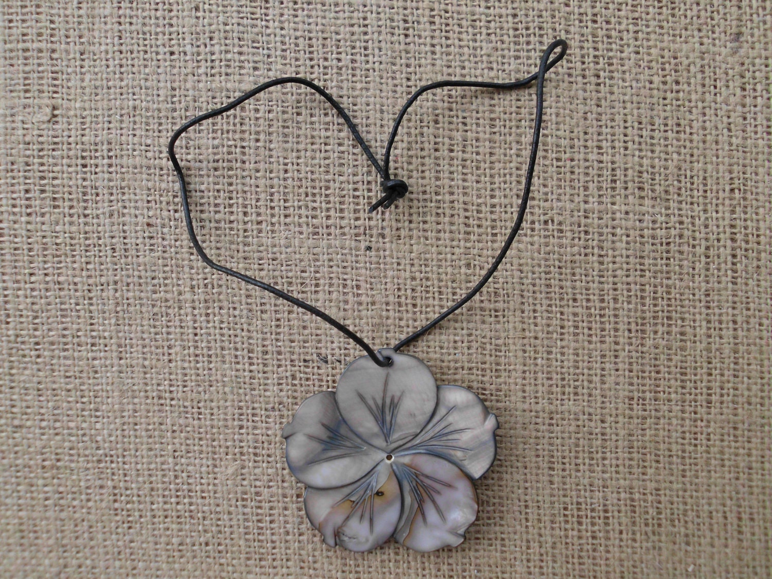 Destination Wedding Hawaiian Carved Abalone Shell Hibiscus Flower Black Cord Necklace Aloha Hawaii Island Style Tropical Gift For Her