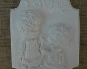 White Shabby Chic Loving Care Plaster Wall Hanging Plaque Cottage Country Farmhouse Christmas Gift Home Decor Winter Holiday Gifts