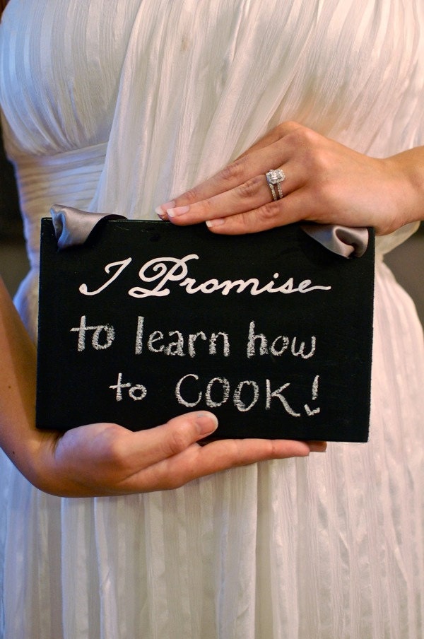 Two Chalkboard "I Promise" Signs with Hanging Ribbon for Chair or Photobooth