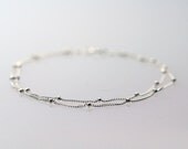 Delicate Silver Bracelet, Two chains, Thin and feminine, Minimum Jewelry, Silver Dot Chain, everyday jewelry - Fifi LaBonge-