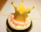 Handmade 3D Princess Crown Fondant Cupcake Topper