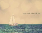 Sailboat Photo Art Print Sea Ocean Water Blue (Version 2) - 8 x 12