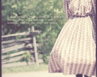 Flowery Dress Photo Art Print Stockings Pioneer 1800s - 8 x 8