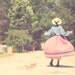 Girl Pink & Blue Dress Twirling Photo Art Print Spinning 1800s Pioneer - 8 x 10
