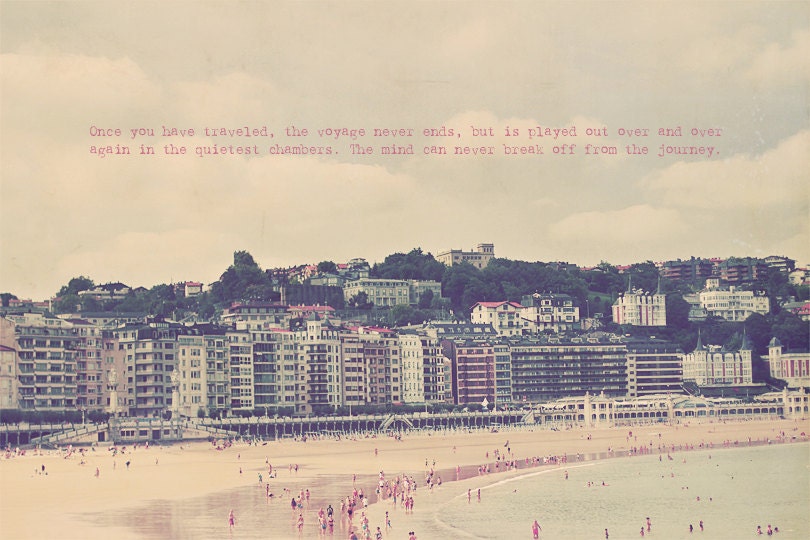 Beach Houses Photo Art Print Travel Ocean Sea Cove San Sebastian Spain Life (Version 1) - 8 x 12