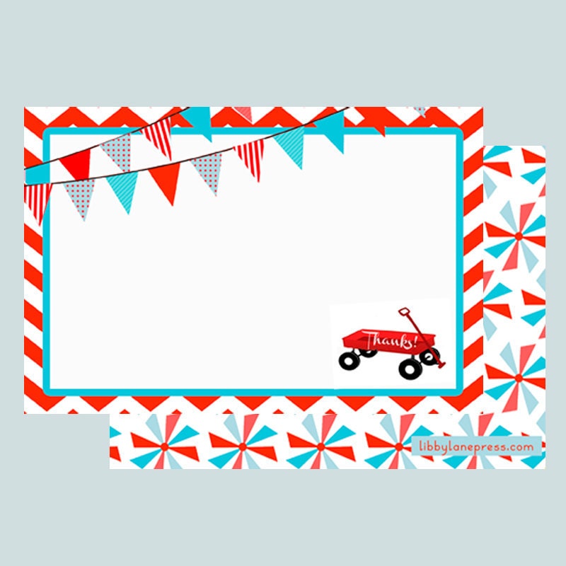 Instant Download, RED WAGON Thank you note- PRINTABLE by Libby Lane Press Il_170x135