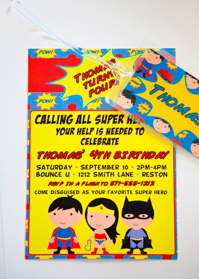 SUPER HEROES Birthday Invitation, PRINTABLE by Libby Lane Press Il_570xn