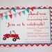 RED WAGON Birthday Invitation, Red and Blue, PRINTABLE by Libby Lane Press