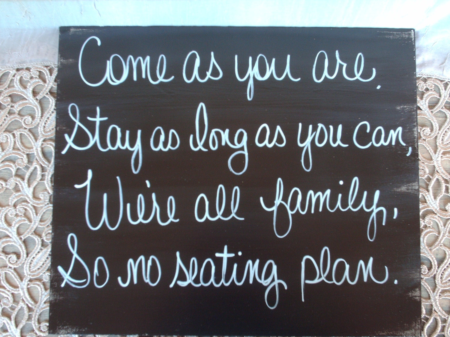 Black and White No Seating Plan Wedding Sign