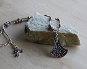 Fuchsia Pearl and Hills Silver Whimsical Necklace