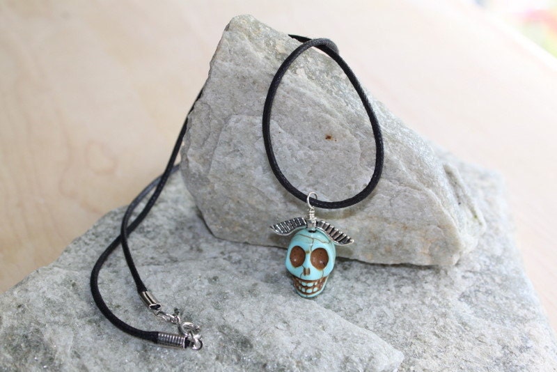 Turquoise "Day of the Dead" Skull Necklace