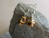 Caution Yellow "Day of the Dead" Skull Earrings