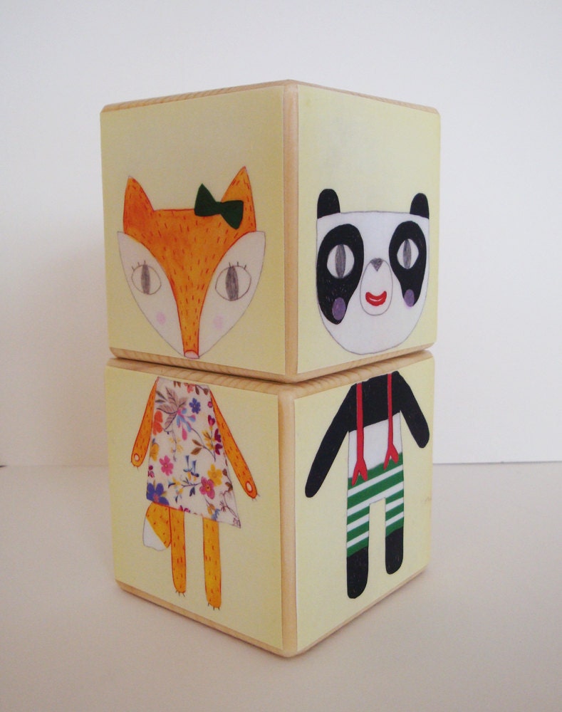 Wooden Blocks - animal mix and match