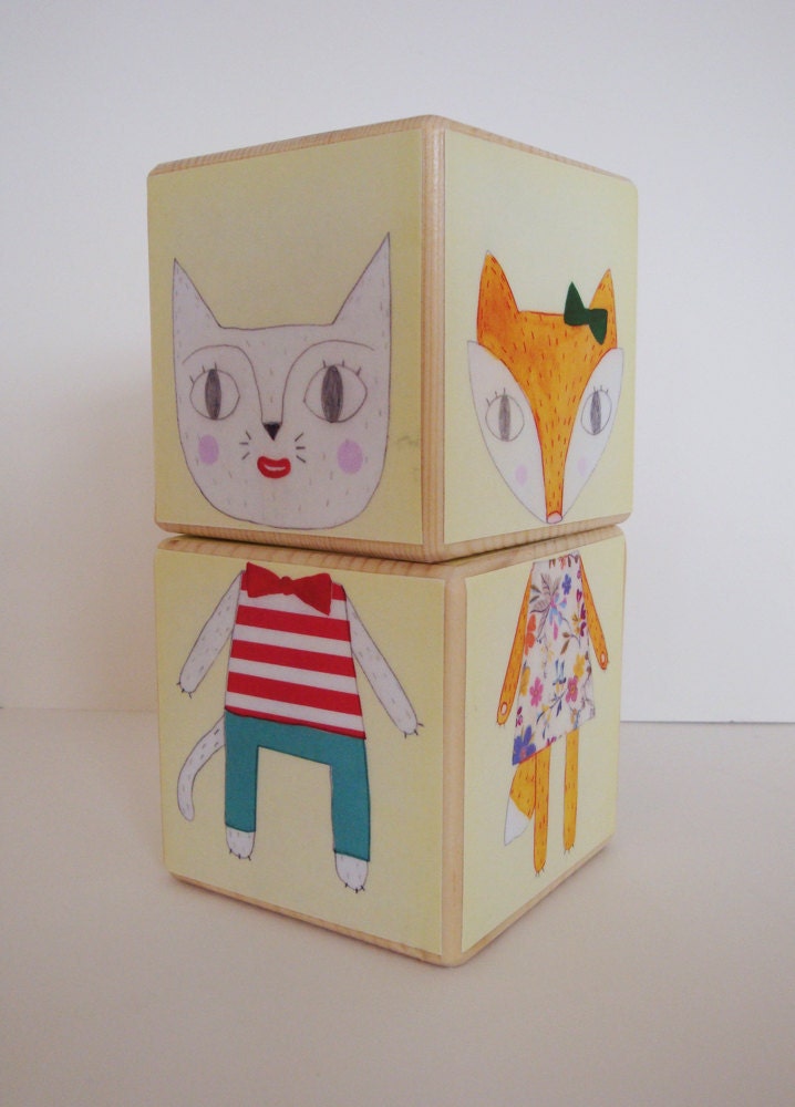 Wooden Blocks - animal mix and match