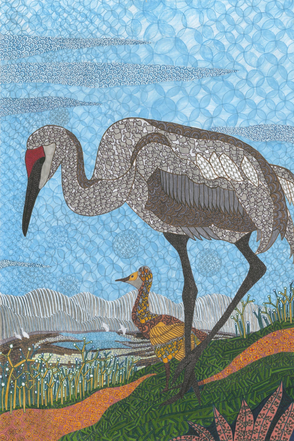 Small Print - Sandhill Cranes
