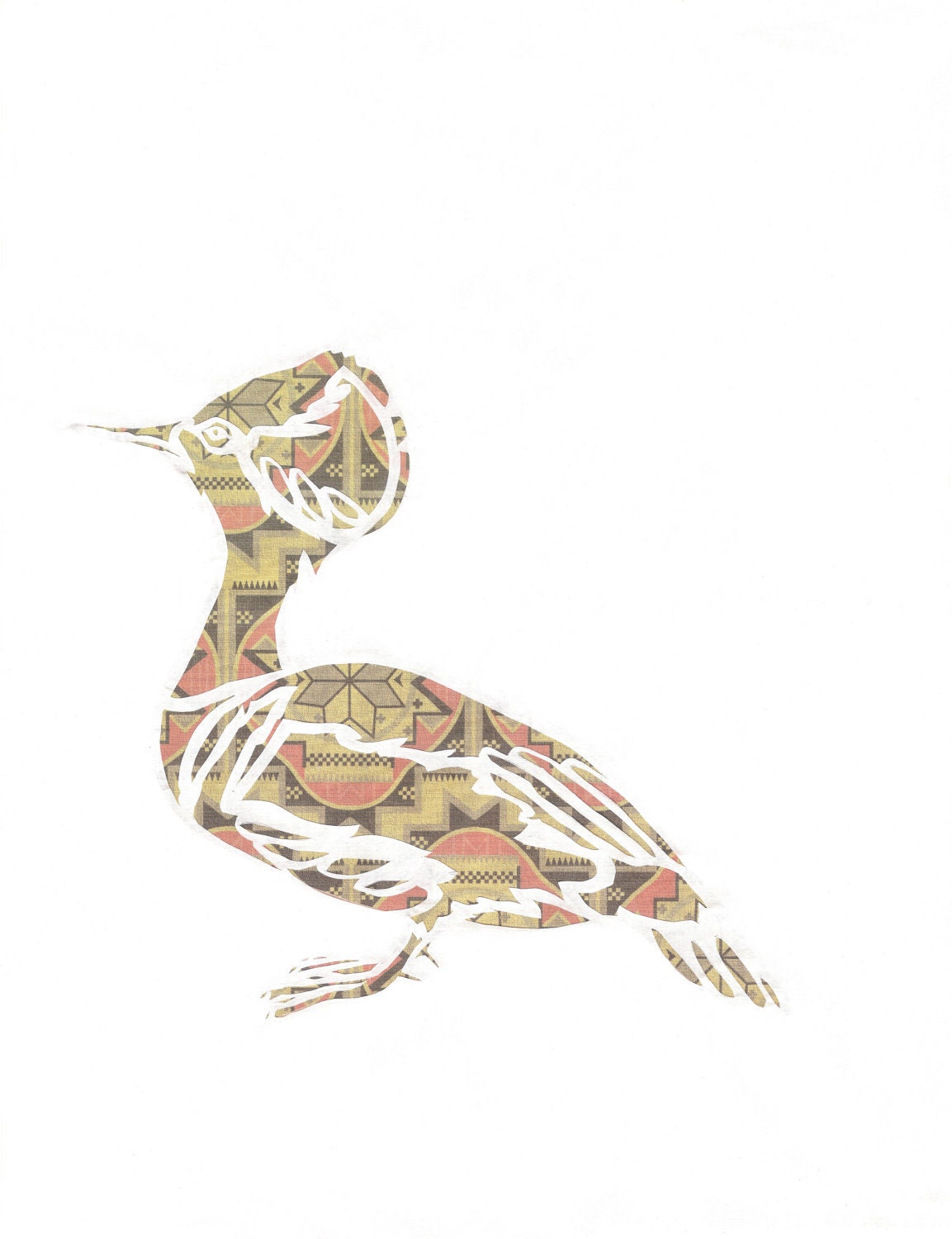 Bird Print from an Original Papercut - Hooded Merganser