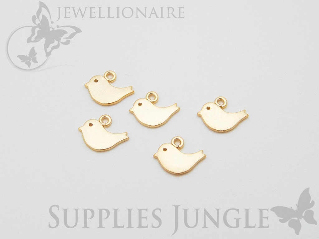 P085-MG// Matt 14k Gold Plated Small Bird Charm, 6Pc
