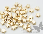 MB005-01-MG// Matt 14k Gold Plated Star Shape Metal Beads, 6Pc