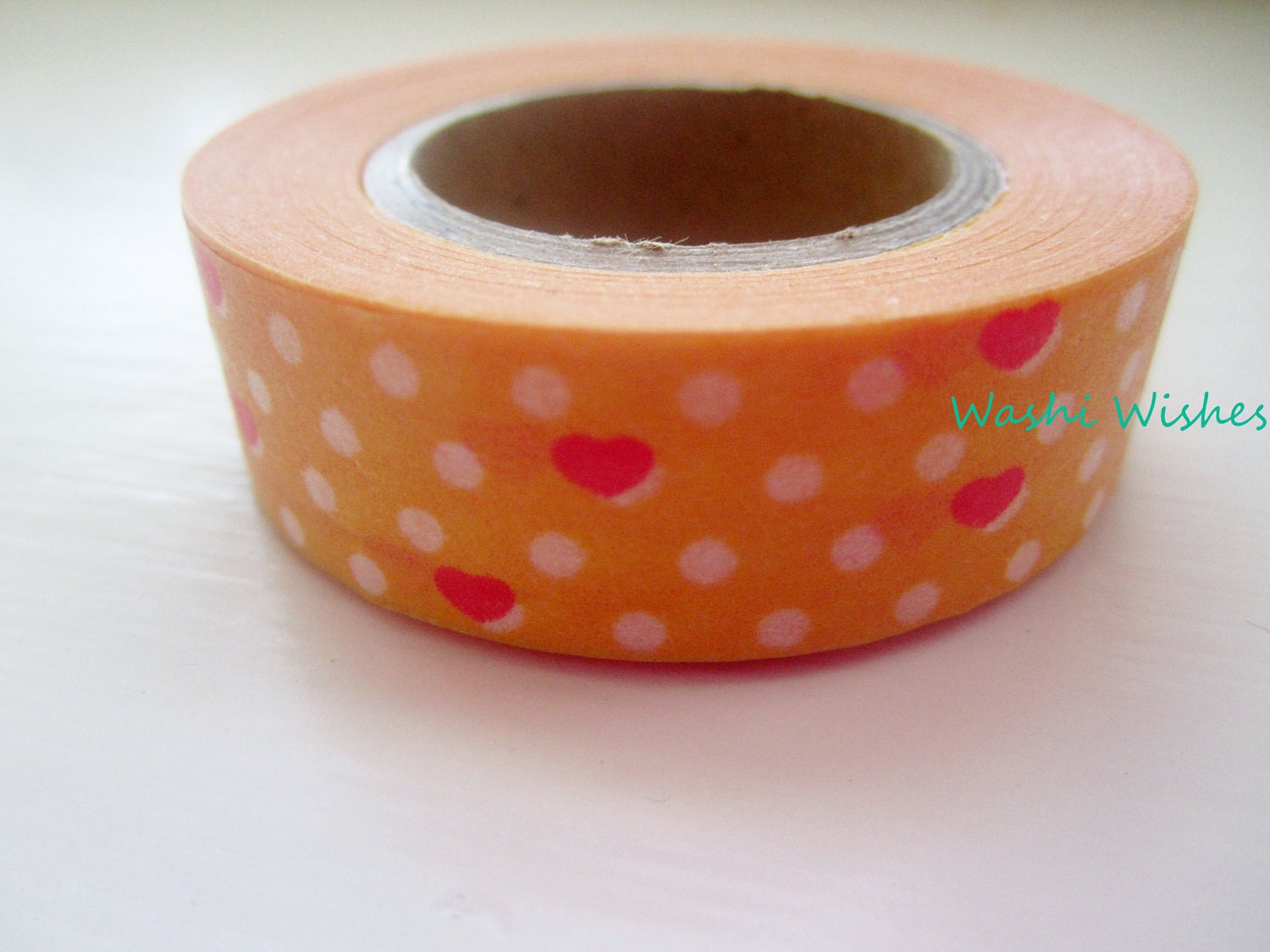 Washi Tape Roll in Sherbet Orange Hearts and More