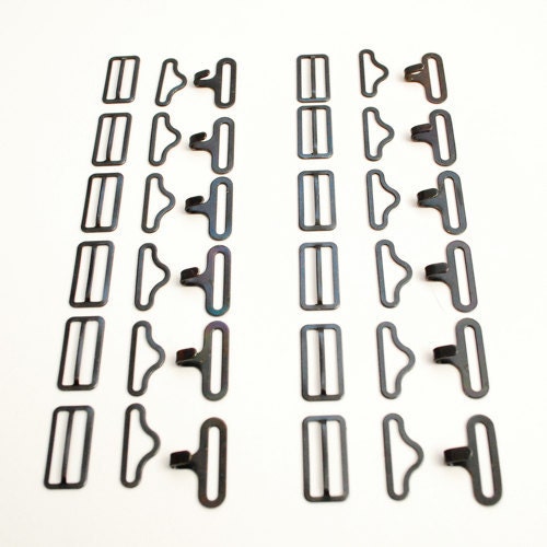 Bow Tie Bowties Hardware Hook Eye Slide Set (3 pieces) 3/4 inch black Set of 12