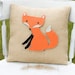 Foxy- Decorative Felt Fox Burlap Pillow 14x14
