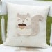 Quirky- Decorative Felt Squirrel Burlap Pillow 14x14