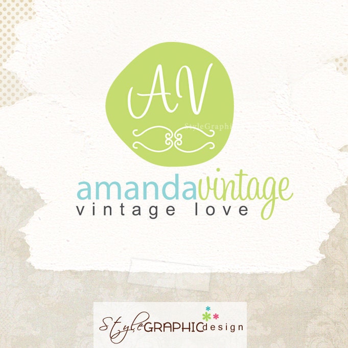 Unique premade logo design ooak business logo with initials(and watermark)