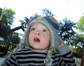 Child Owl Hat in Soft Blues and Browns
