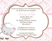 Baptism Christening Invitation Blue Pink Lamb - You Print Digital File Il_170x135