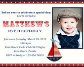 Sailboat Birthday Invitation  Photocard You Print Personalized Invite