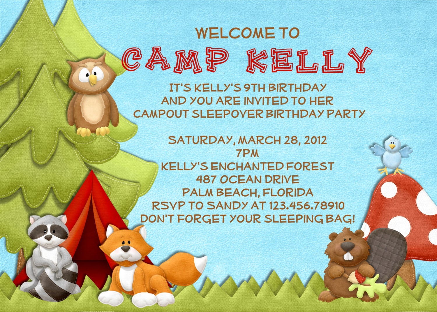 Forest Animals Camping Birthday Invitation - Printable Custom Invite Il_170x135