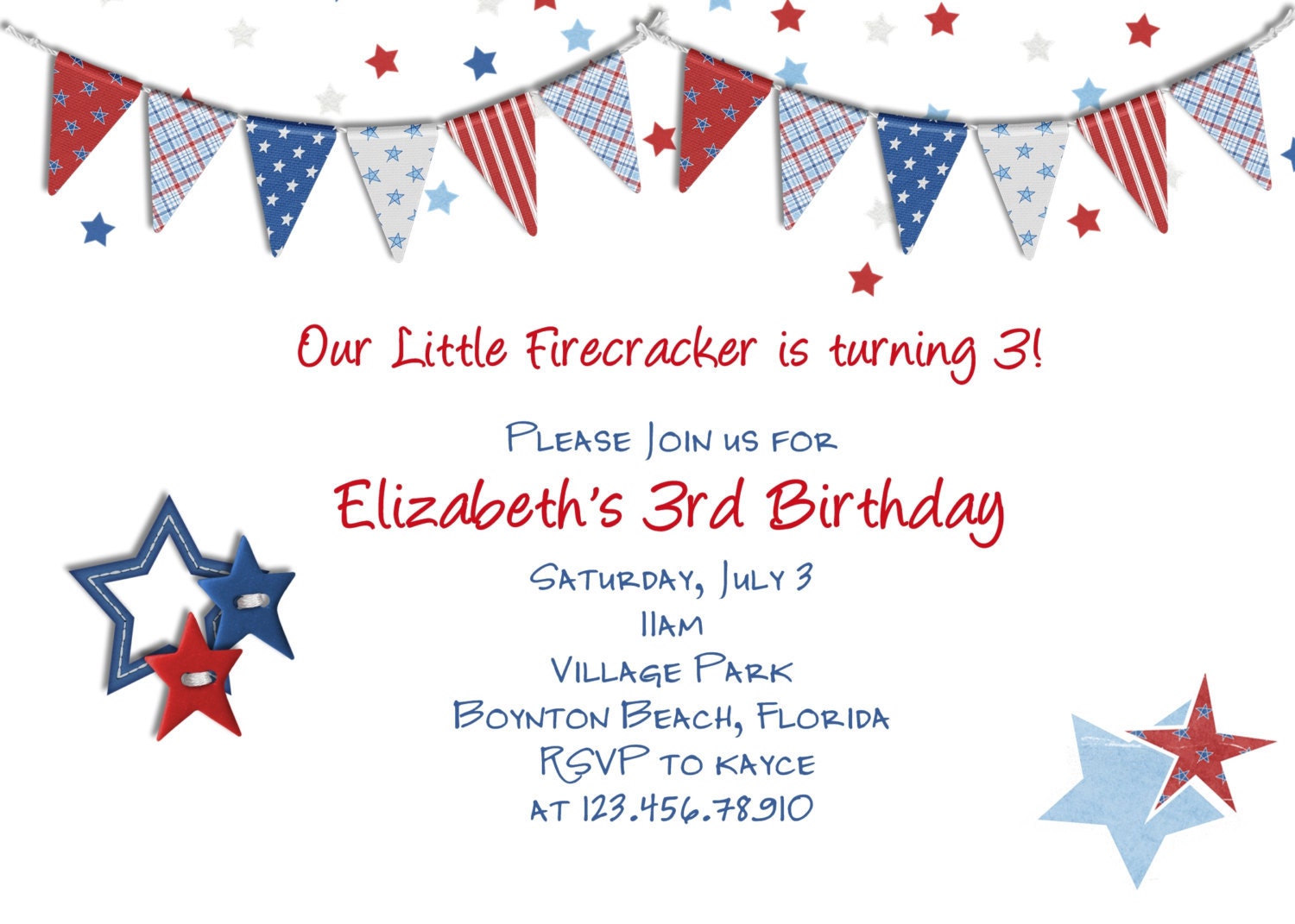 July 4th Patriotic Birthday Invitation Printable and Custom Il_170x135