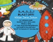 Space Birthday Invitation - Rocket Ship Blast Off Invite - Printable Custom DIY Il_170x135