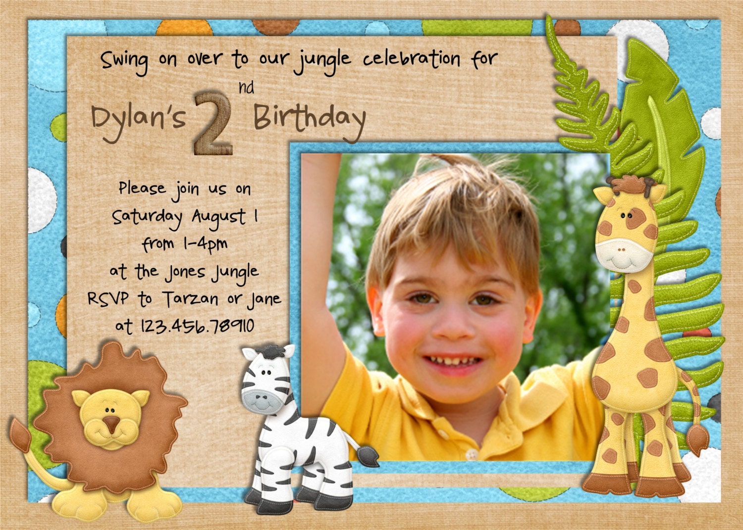 Safari Birthday Invitation - Zoo Jungle Animals Boy - Printable Custom Photo Il_570xn